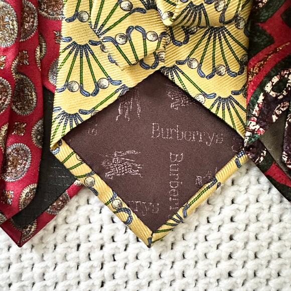 Bundle Lot Set 5 Men Designer Silk Blend Ties Armani Burberrys Dior Balmain - Picture 6 of 11